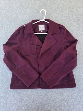 Bagatelle Women's Plum/Maroon Suede Moto Jacket Size L